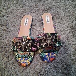 Women's Steve Madden Flat Sandals Pamona Rhinestone Colorful Size 10